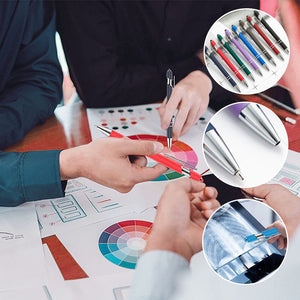 Metal push aluminum rod ballpoint pen, 8 pcs