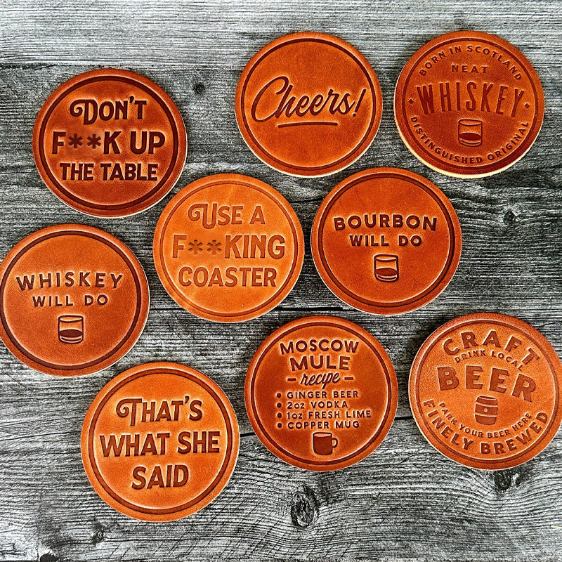 Funny Leather Drink Coasters