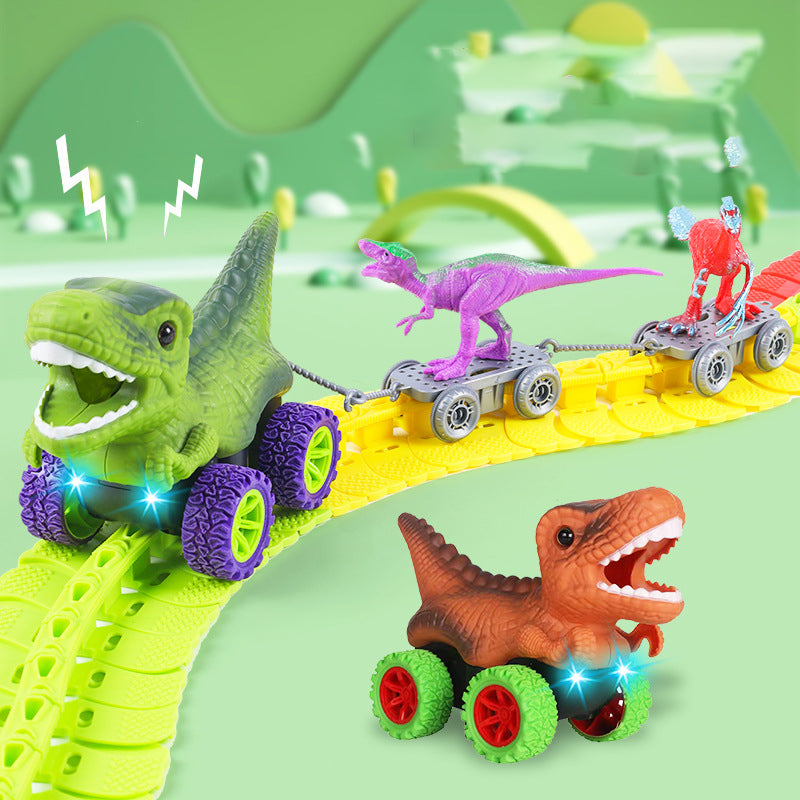 roller coaster dinosaur track car