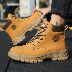 Anti-smash and anti-puncture steel toe safety shoes