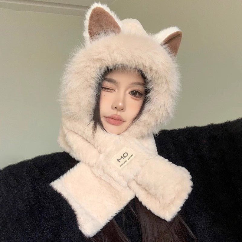 Cute Fox Ears 2-in-1 Hat and Scarf